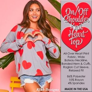 On/Off Shoulder Knit HEART TOP